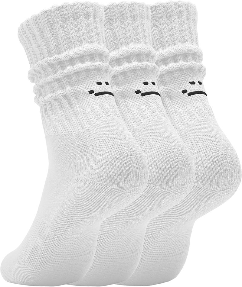 AugRing Store Women's Cute Scrunch Slouch Crew Socks 3Pack Retro Kawaii Chunky Ribbed Cotton Boot Sneaker Cozy Calf Socks Size 5–11 - Image 1